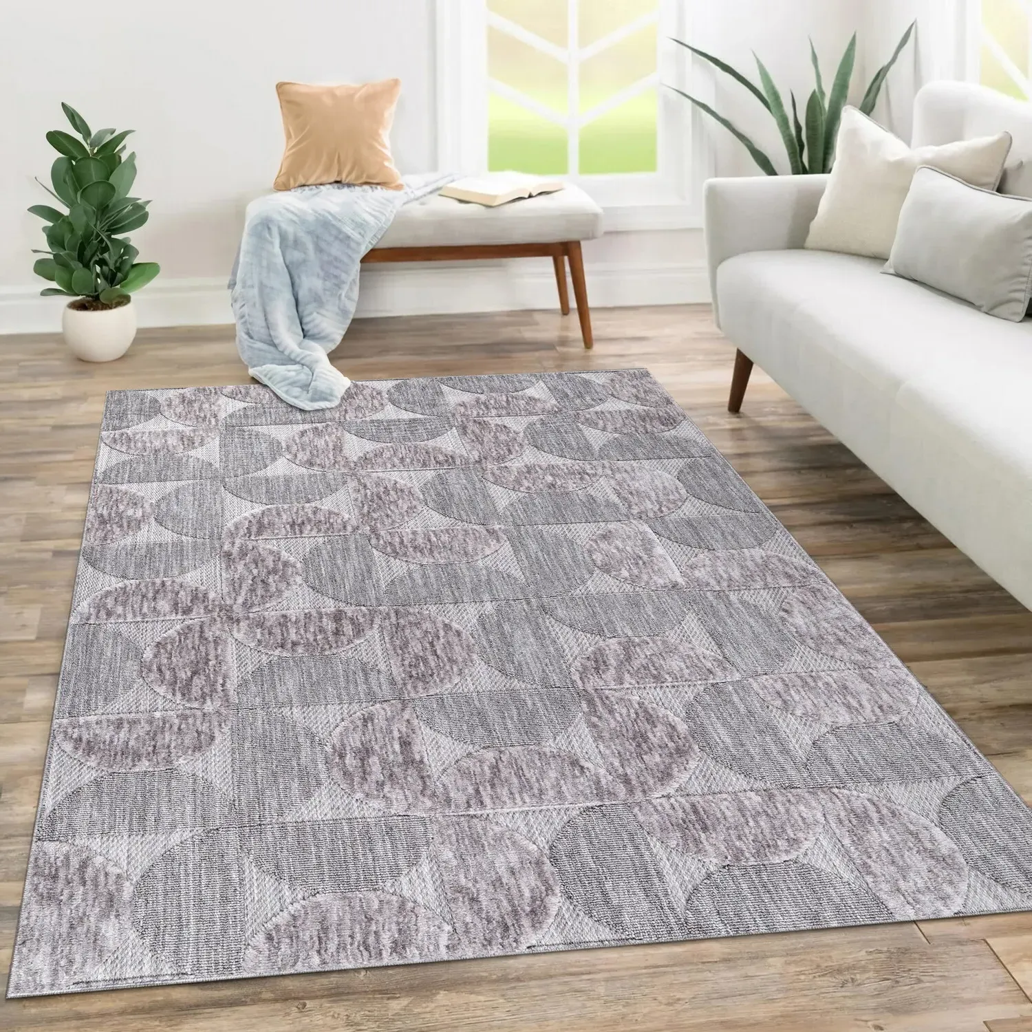 Broadway Demi Moon Rug 120cm - Grey