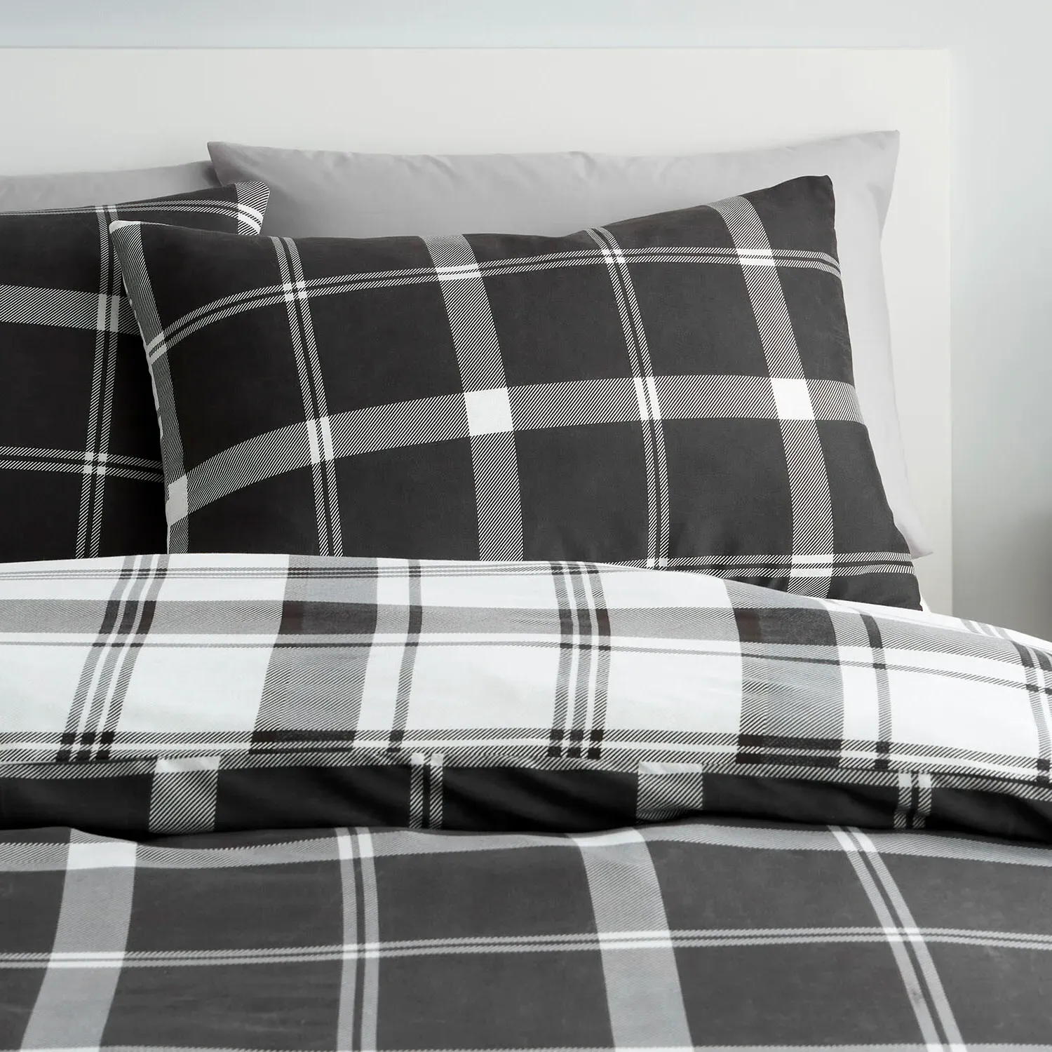 Brodie Check Single Duvet Set - Black and White