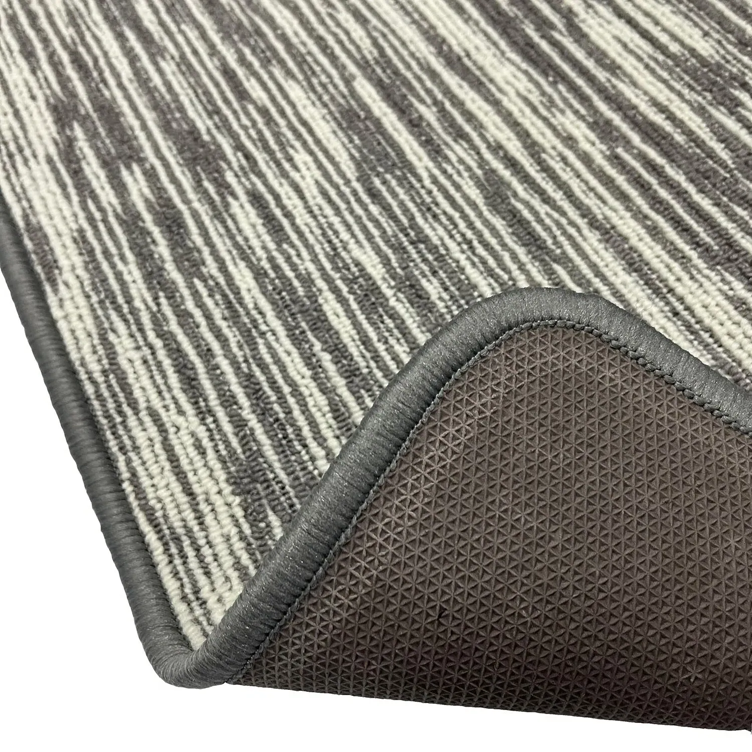 Broken Stripe Washable Mat - Grey