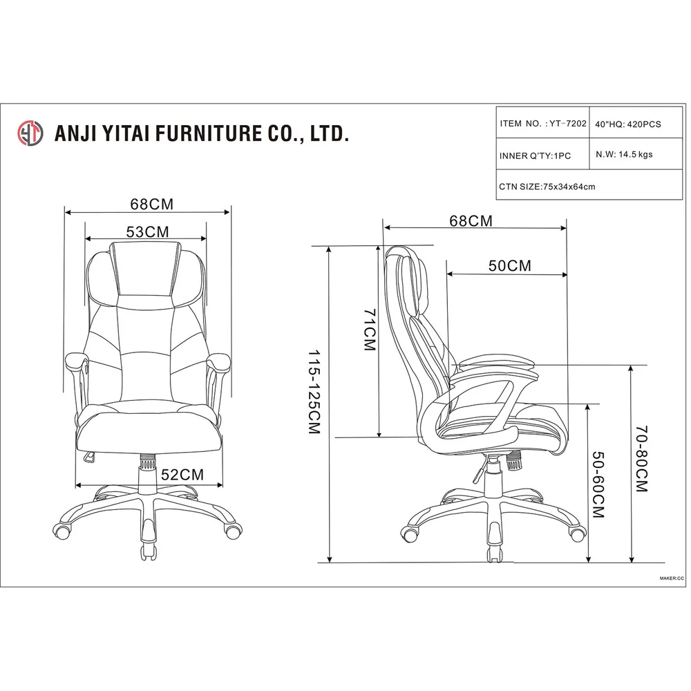 Brompton Office Chair with Wheels - Black