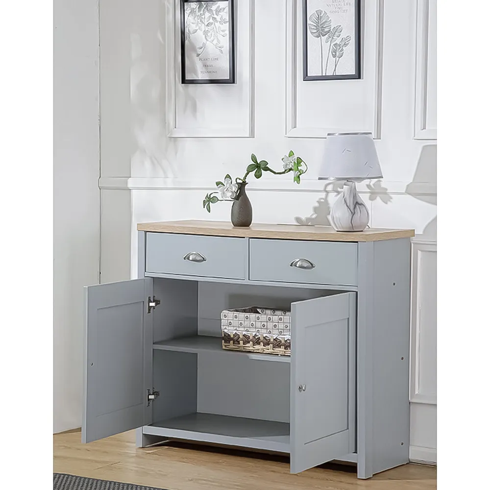 Brooklyn 2 Door 2 Drawer Sideboard - Grey, Oak