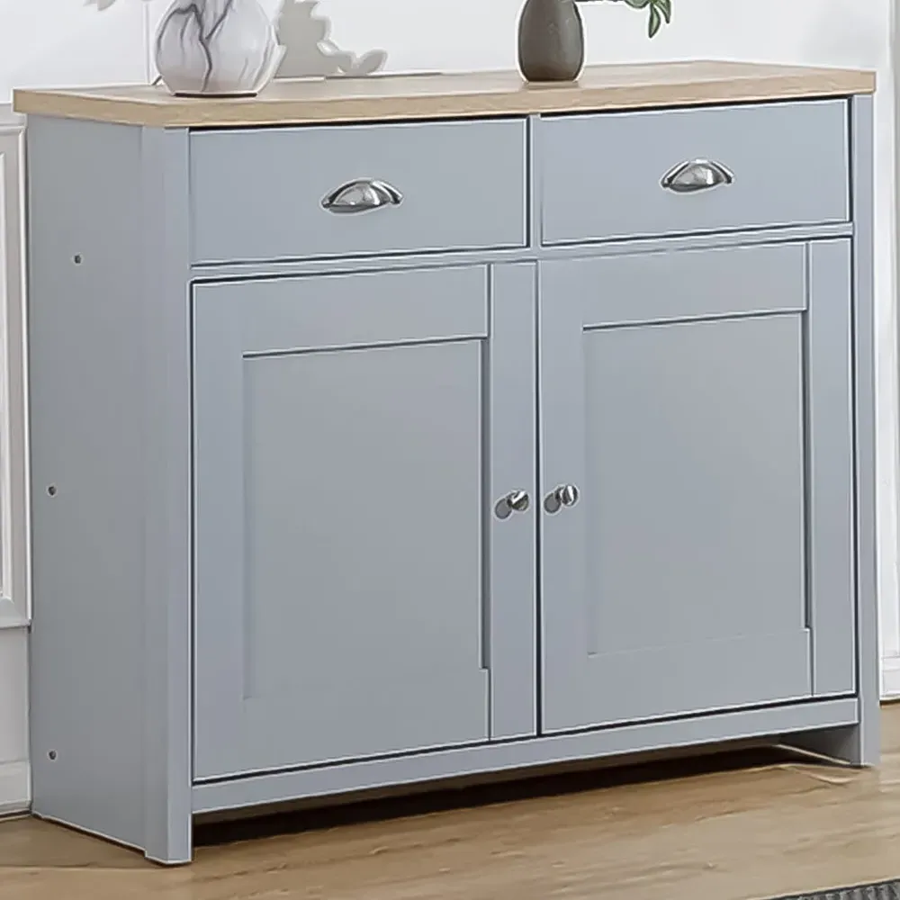Brooklyn 2 Door 2 Drawer Sideboard - Grey, Oak image