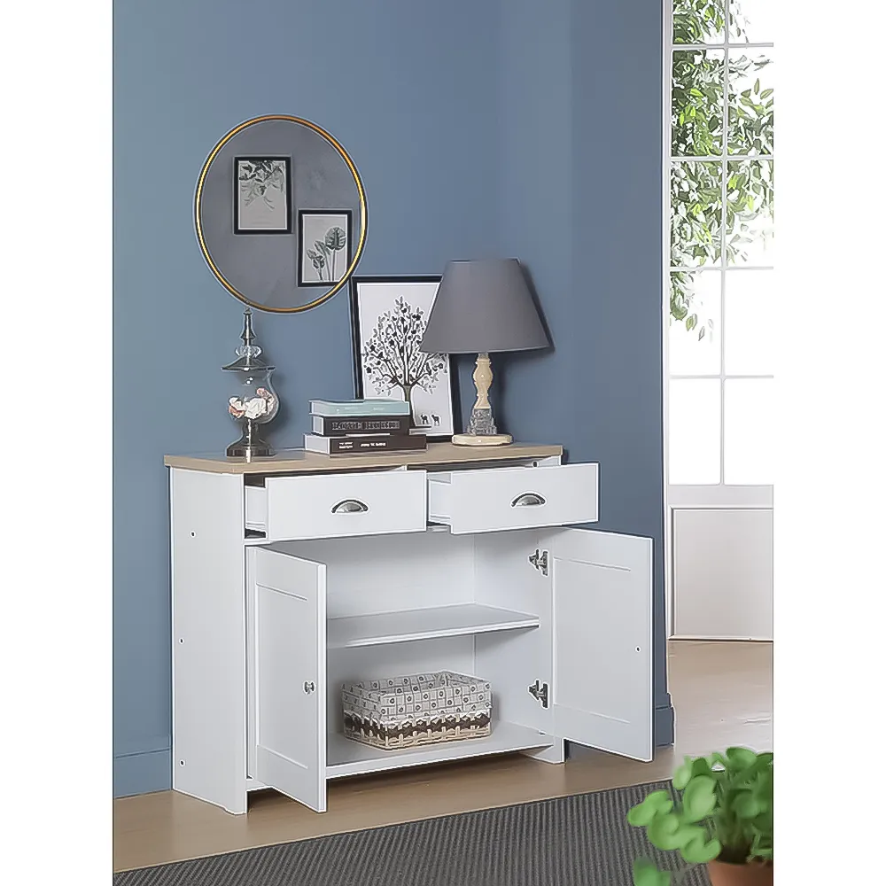 Brooklyn 2 Door 2 Drawer Sideboard - White, Oak