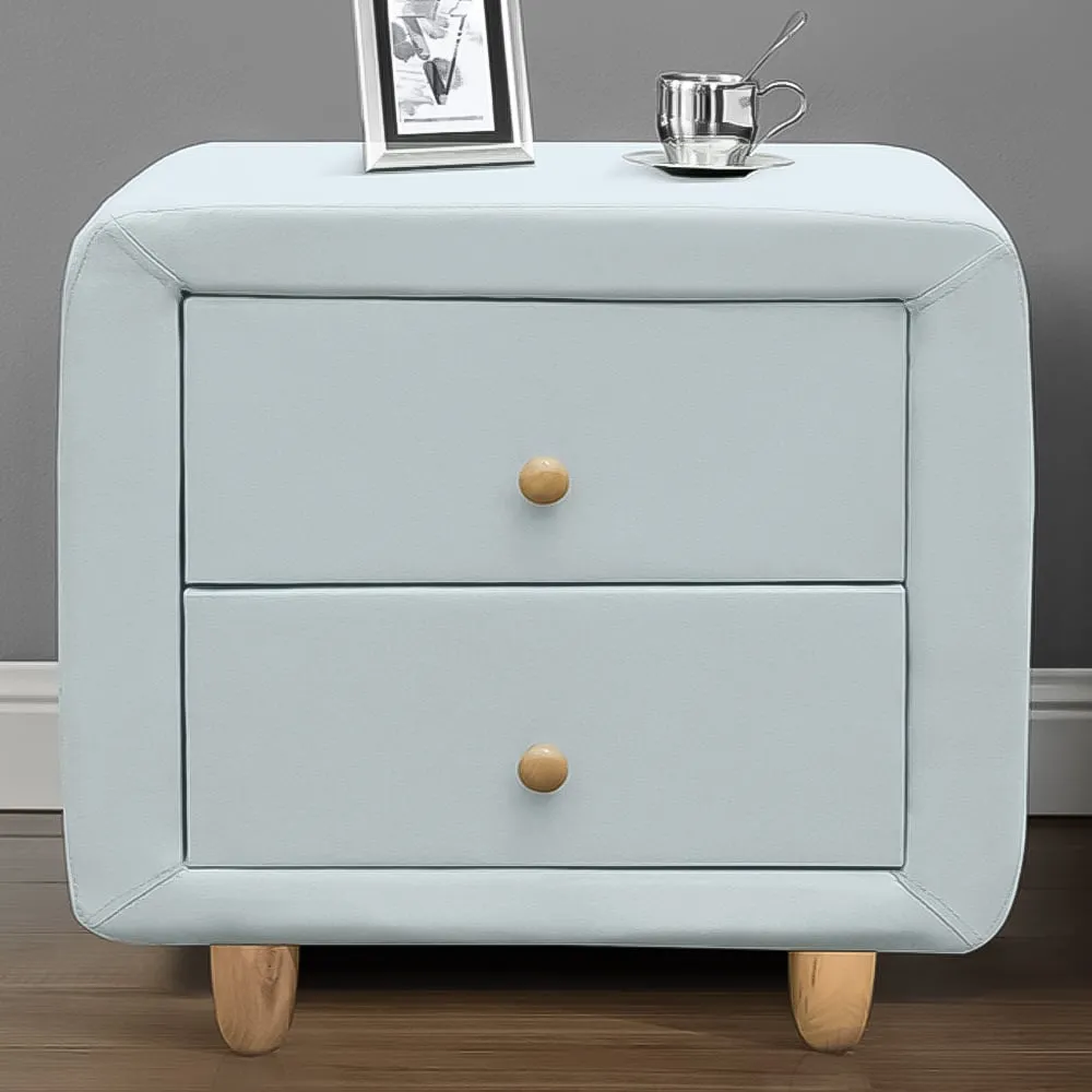 Brooklyn 2 Drawer Bedside Table - Blue, Linen