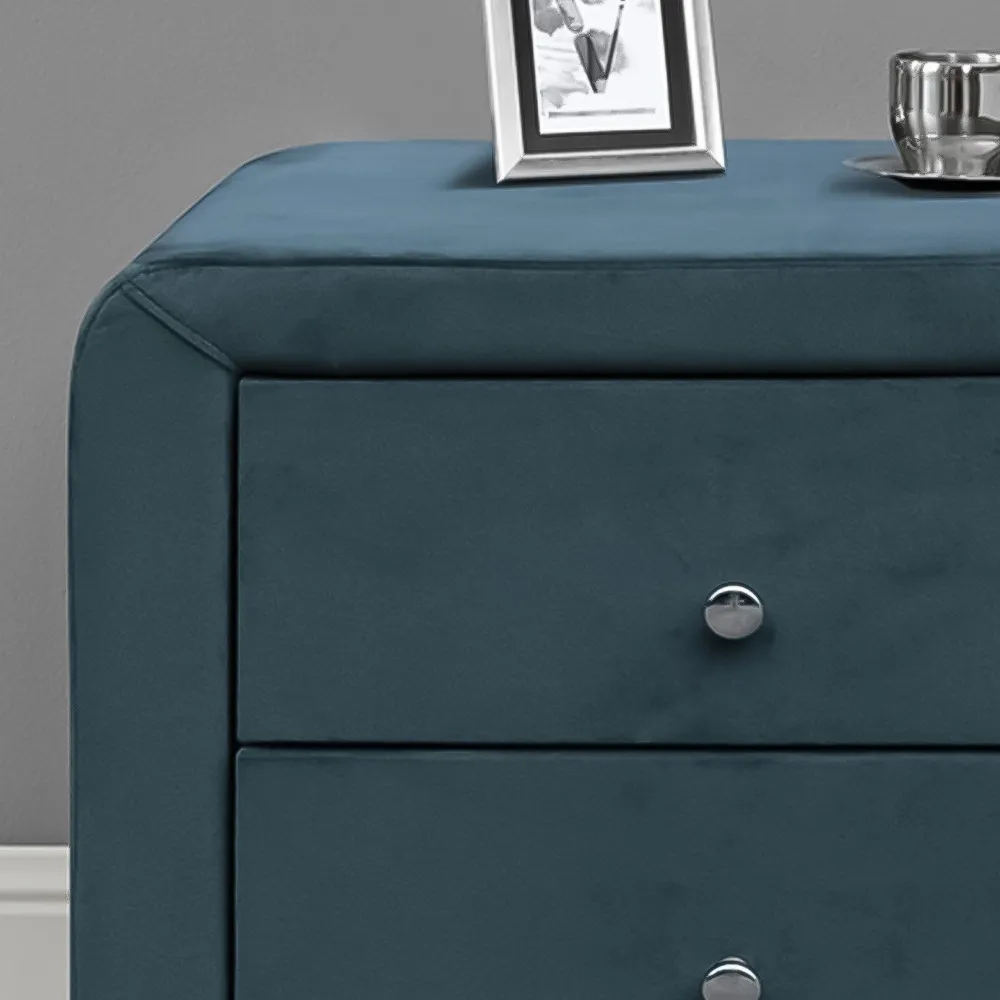 Brooklyn 2 Drawer Bedside Table - Blue, Velvet