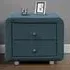 Brooklyn 2 Drawer Bedside Table - Blue, Velvet