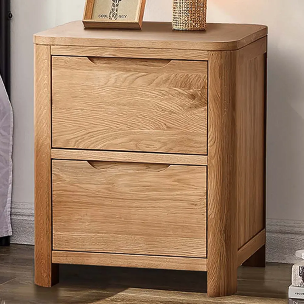 Brooklyn 2 Drawer Bedside Table - Brown, Oak image