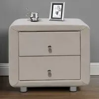 Brooklyn 2 Drawer Bedside Table - Cream, Velvet