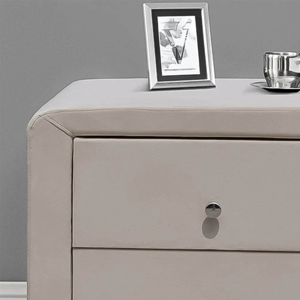 Brooklyn 2 Drawer Bedside Table - Cream, Velvet