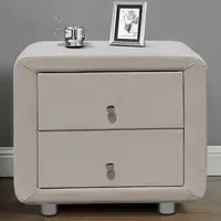 Brooklyn 2 Drawer Bedside Table - Cream, Velvet