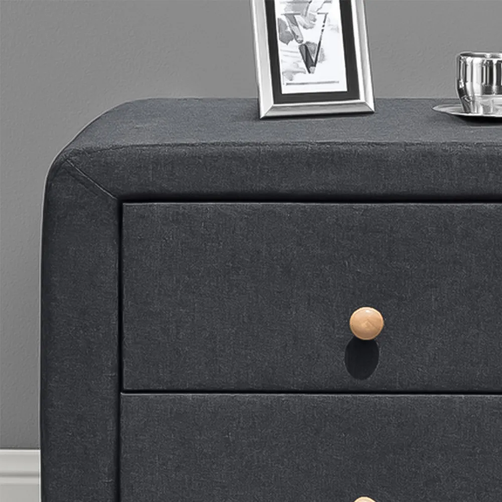 Brooklyn 2 Drawer Bedside Table - Grey, Linen