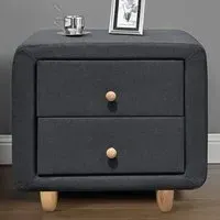 Brooklyn 2 Drawer Bedside Table - Grey, Linen
