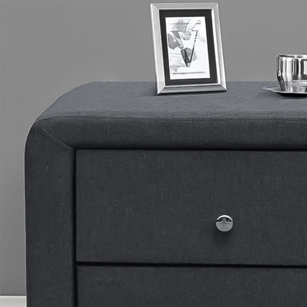 Brooklyn 2 Drawer Bedside Table - Grey, Linen