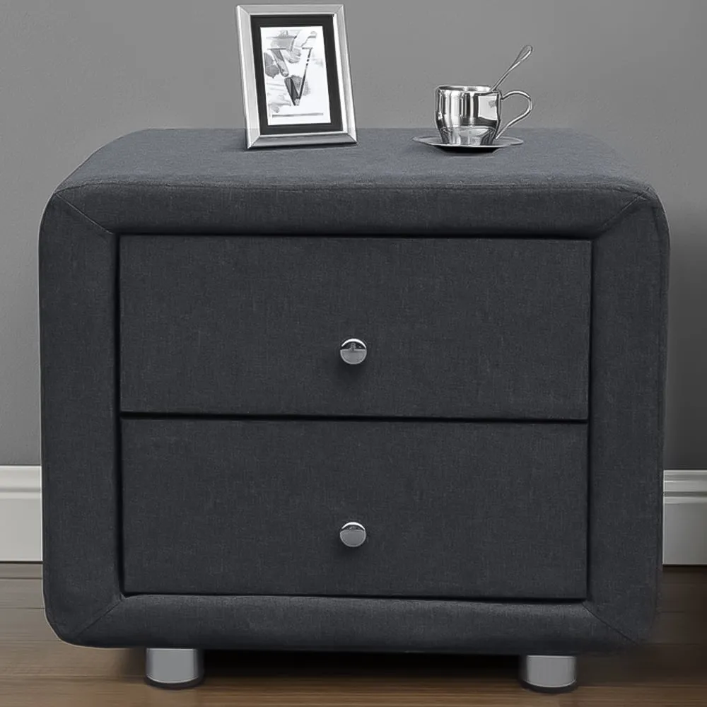 Brooklyn 2 Drawer Bedside Table - Grey, Linen image