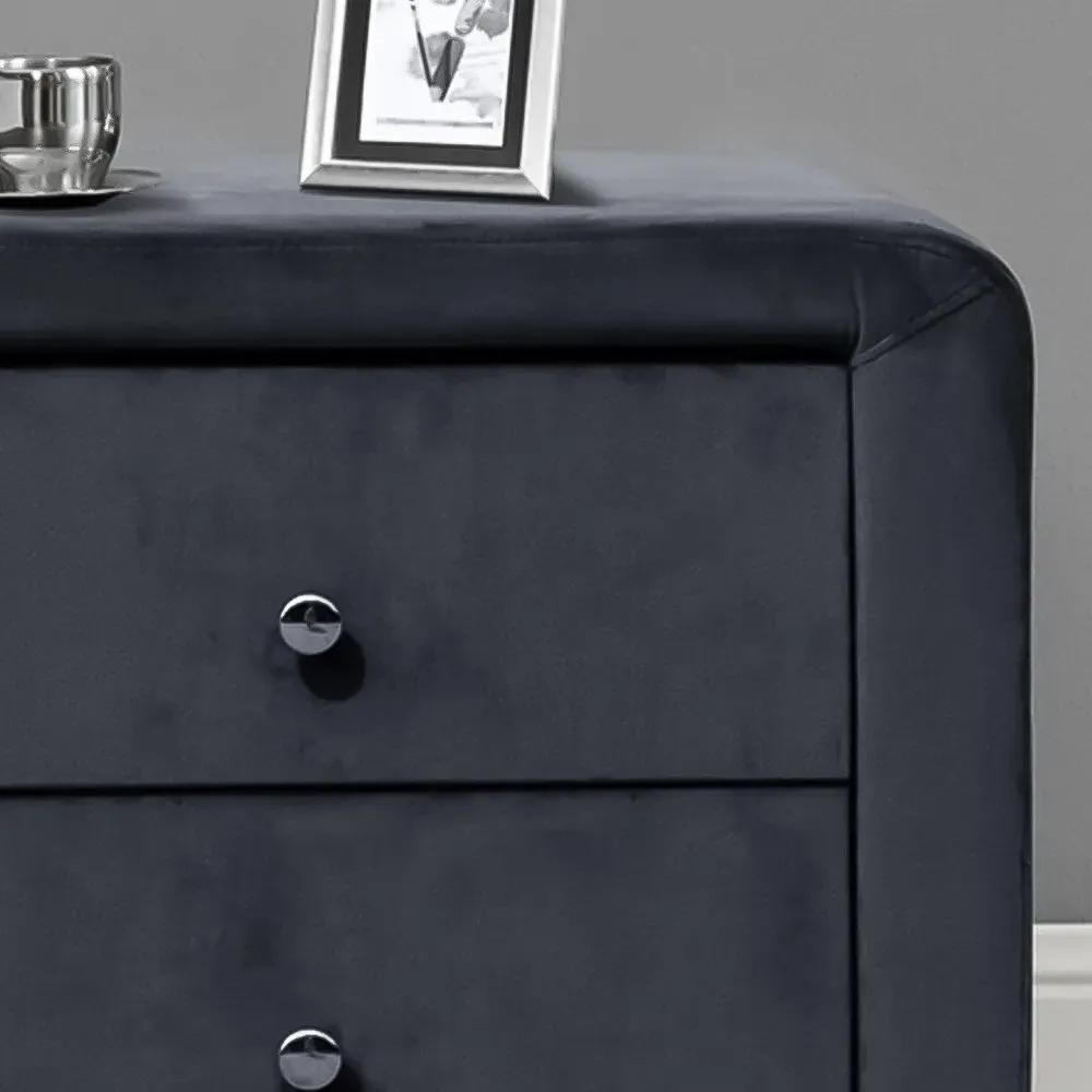 Brooklyn 2 Drawer Bedside Table - Grey, Velvet