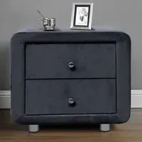 Brooklyn 2 Drawer Bedside Table - Grey, Velvet