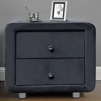 Brooklyn 2 Drawer Bedside Table - Grey, Velvet