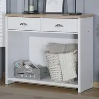 Brooklyn 2 Drawer Console Table with Shelf - White, Oak