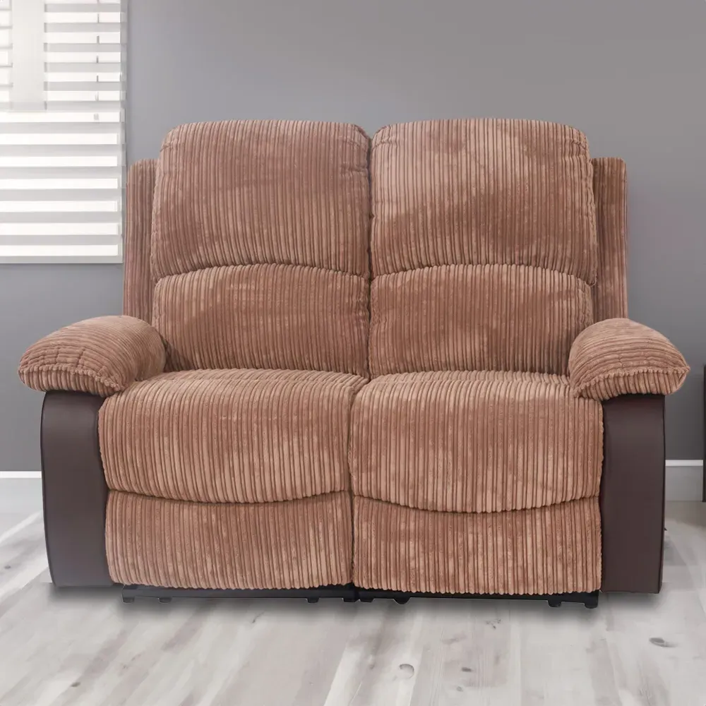 Brooklyn 2-Seater Recliner Sofa - Brown, Jumbo Cord