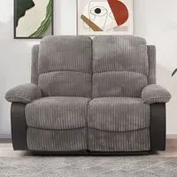 Brooklyn 2-Seater Recliner Sofa - Grey, Jumbo Cord