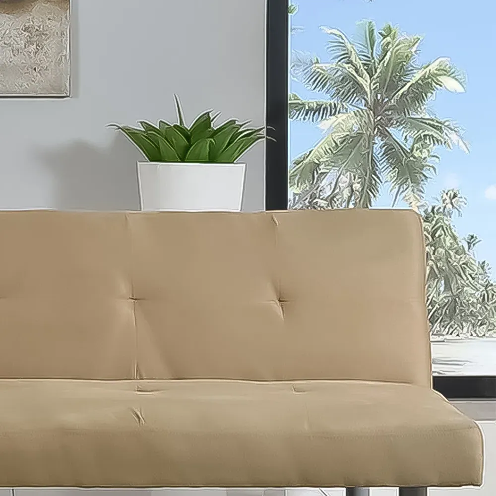 Brooklyn 2-Seater Sofa Bed - Cream, Faux Suede