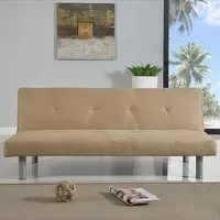 Brooklyn 2-Seater Sofa Bed - Cream, Faux Suede
