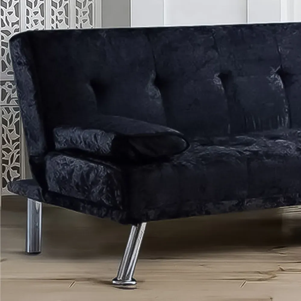 Brooklyn 2-Seater Sofa Bed with Click-Clack - Black, Velvet