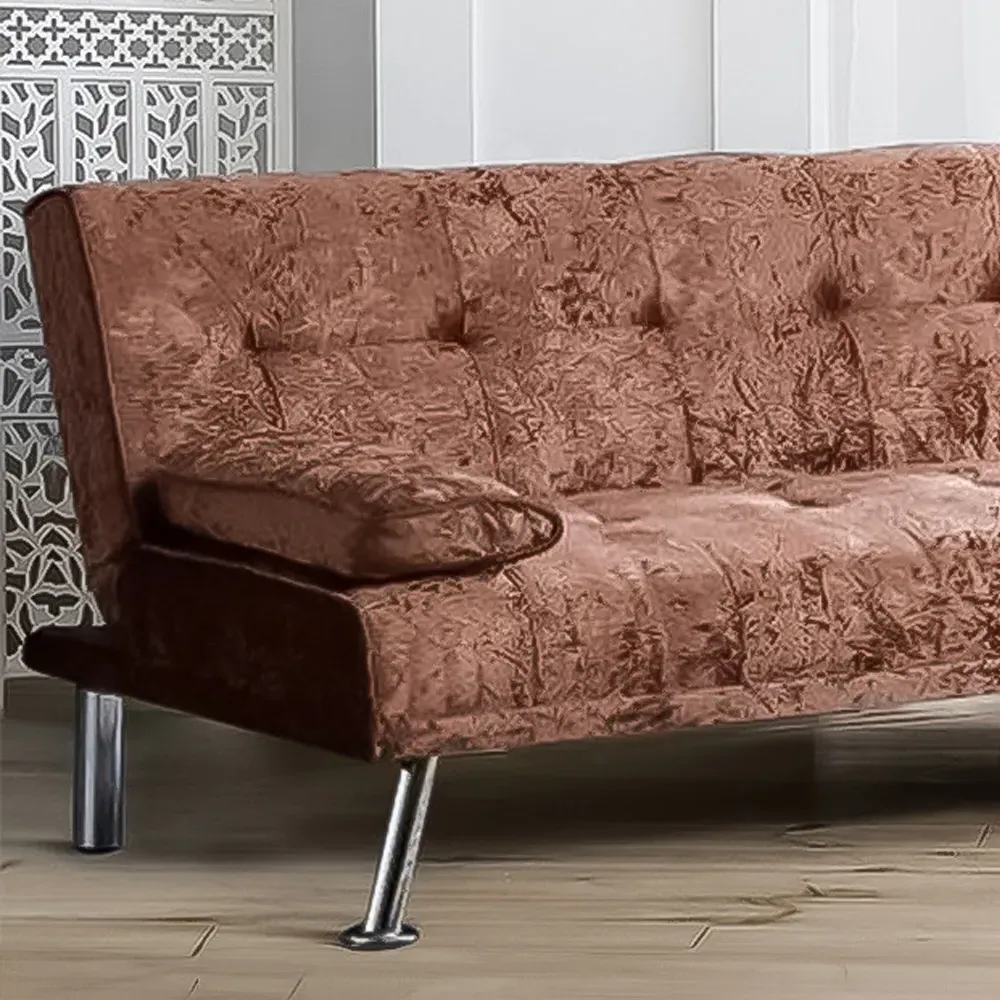 Brooklyn 2-Seater Sofa Bed with Click-Clack - Brown, Velvet