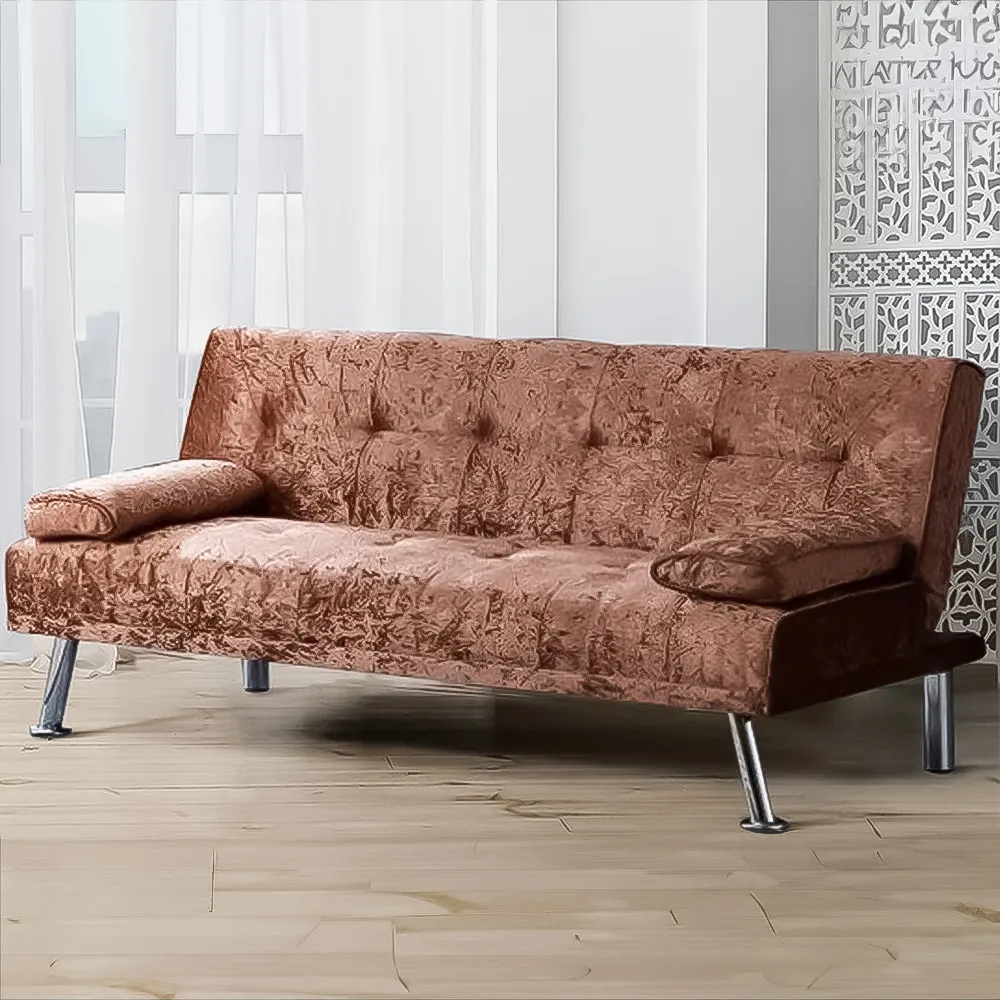 Brooklyn 2-Seater Sofa Bed with Click-Clack - Brown, Velvet