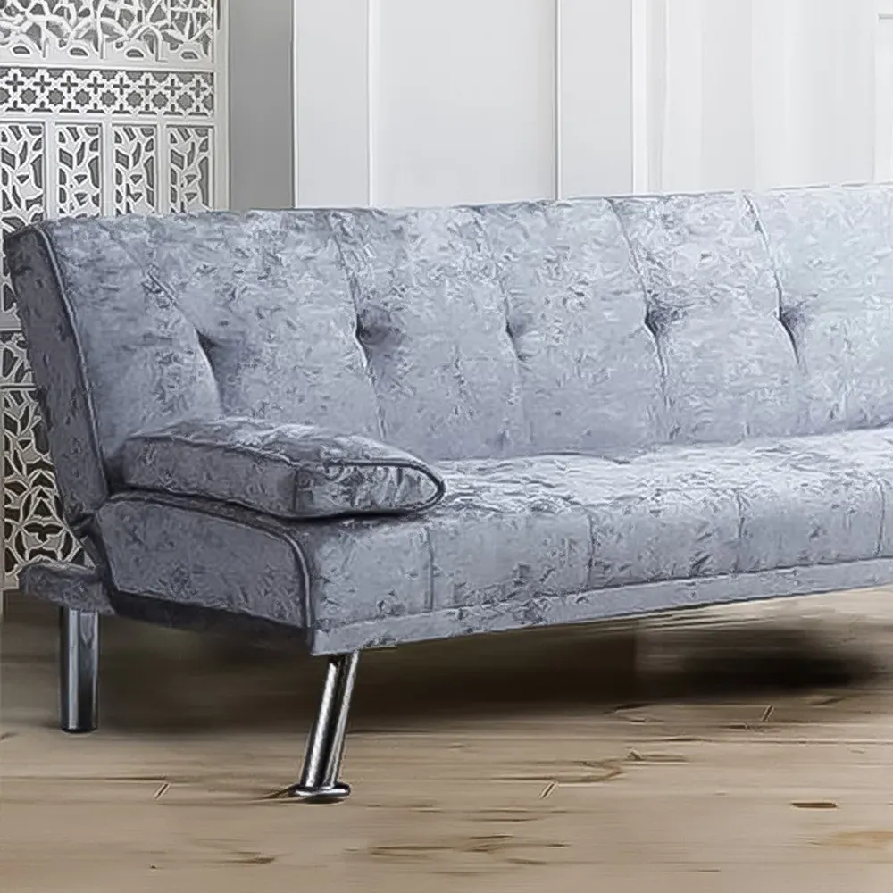 Brooklyn 2-Seater Sofa Bed with Click-Clack - Grey, Velvet