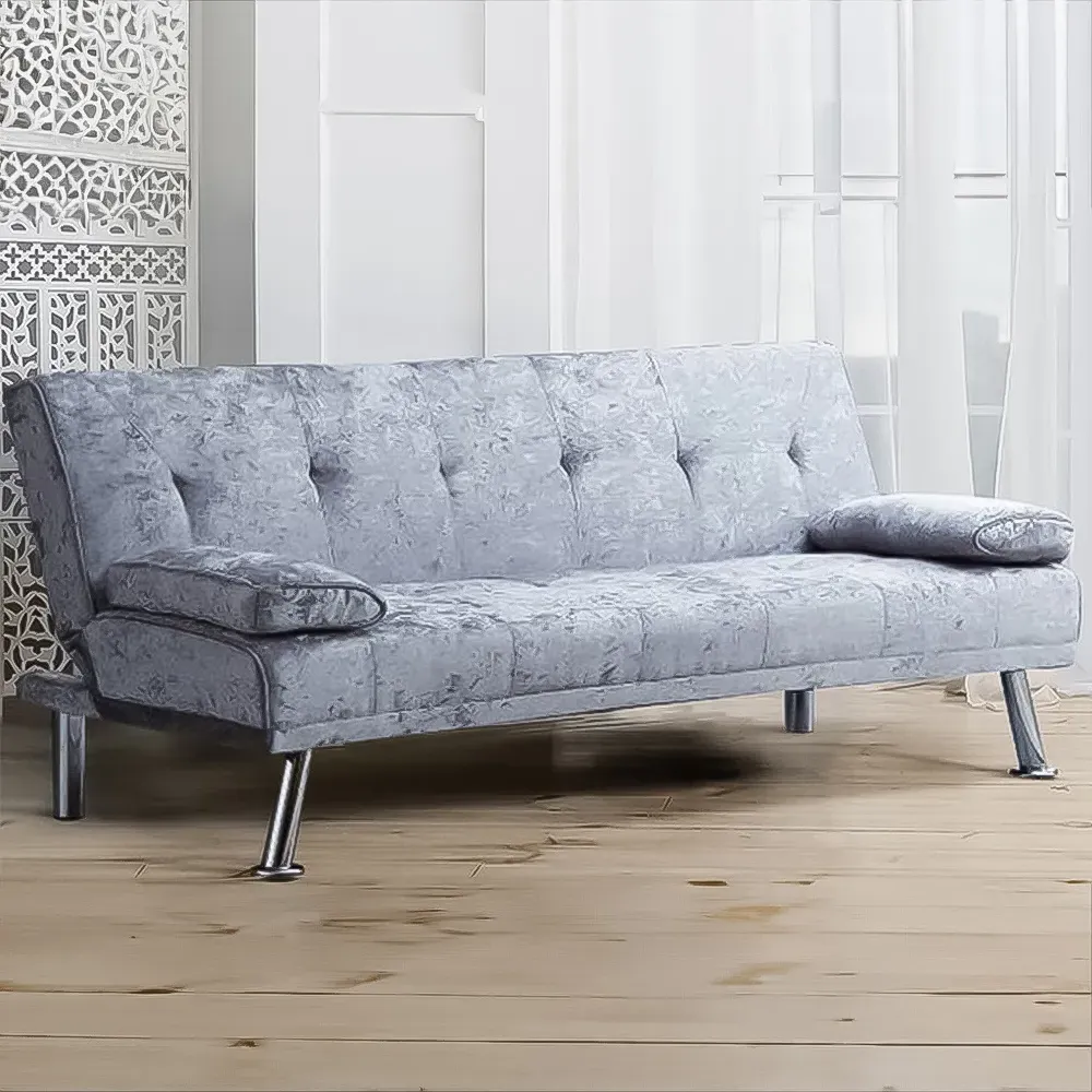 Brooklyn 2-Seater Sofa Bed with Click-Clack - Grey, Velvet