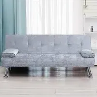 Brooklyn 2-Seater Sofa Bed with Click-Clack - Silver, Velvet