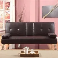 Brooklyn 2-Seater Sofa Bed with Cup Holder - Brown, Faux Leather