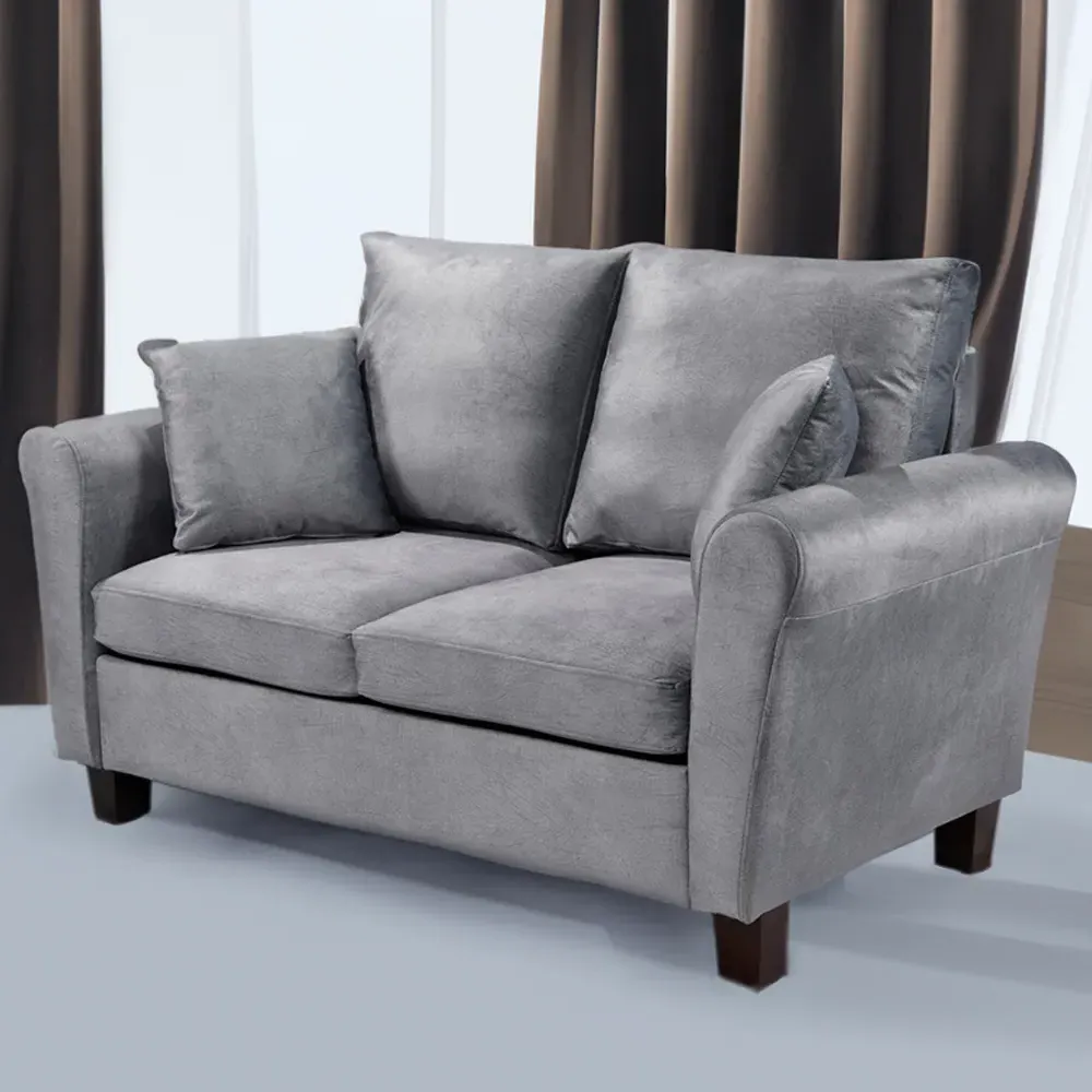 Brooklyn 2-Seater Sofa - Grey, Brushed Velvet
