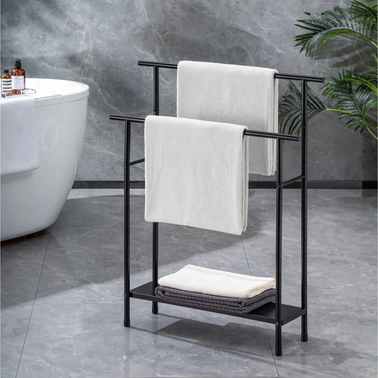 Brooklyn 2 Tier Towel Rack Stand - Black