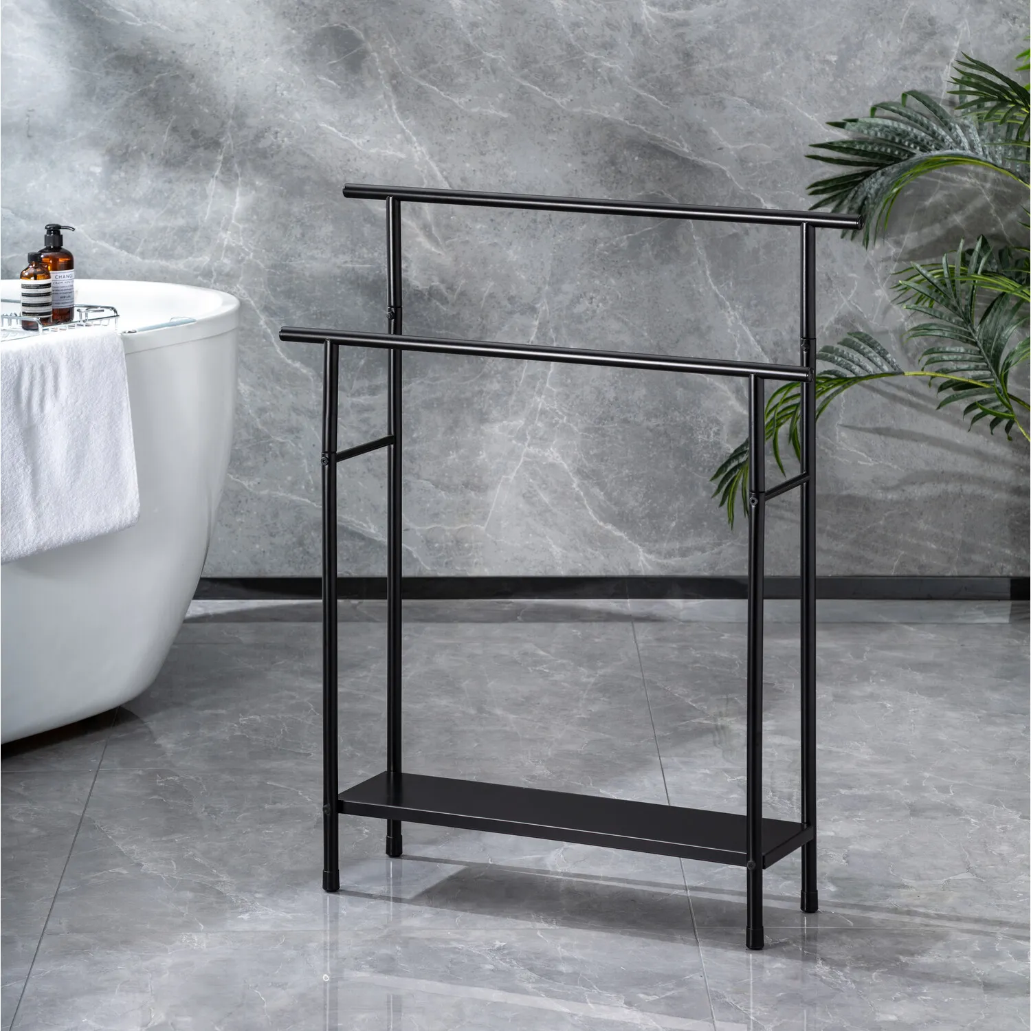 Brooklyn 2 Tier Towel Rack Stand - Black