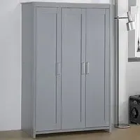Brooklyn 3-Door Wardrobe - Grey, Oak