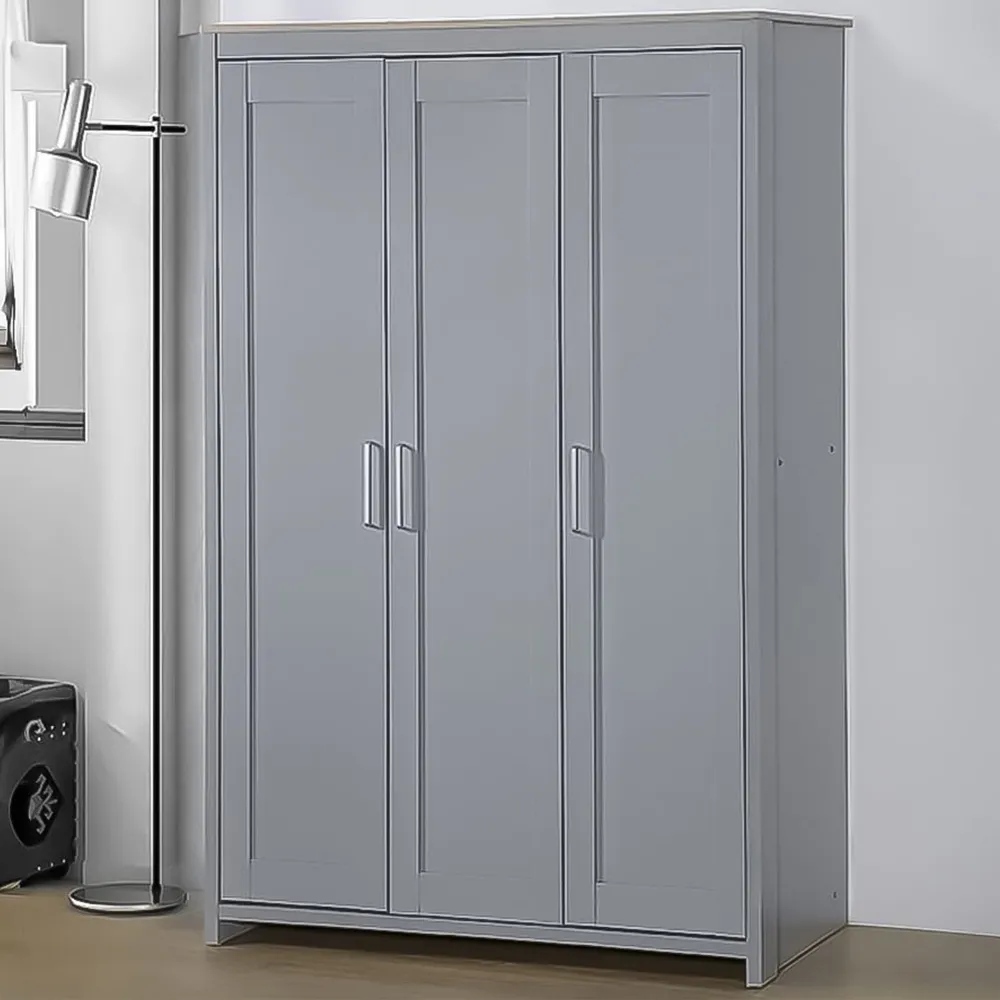 Brooklyn 3-Door Wardrobe - Grey, Oak image