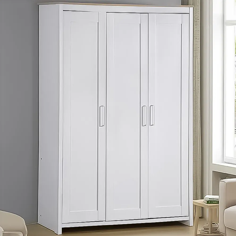 Brooklyn 3-Door Wardrobe - White, Oak