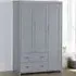 Brooklyn 3-Door Wardrobe with Drawers - Grey, Oak