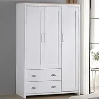Brooklyn 3-Door Wardrobe with Drawers - White, Oak
