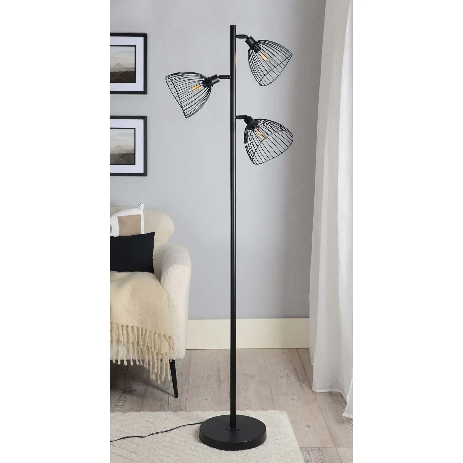Brooklyn 3 Light Floor Lamp - Black
