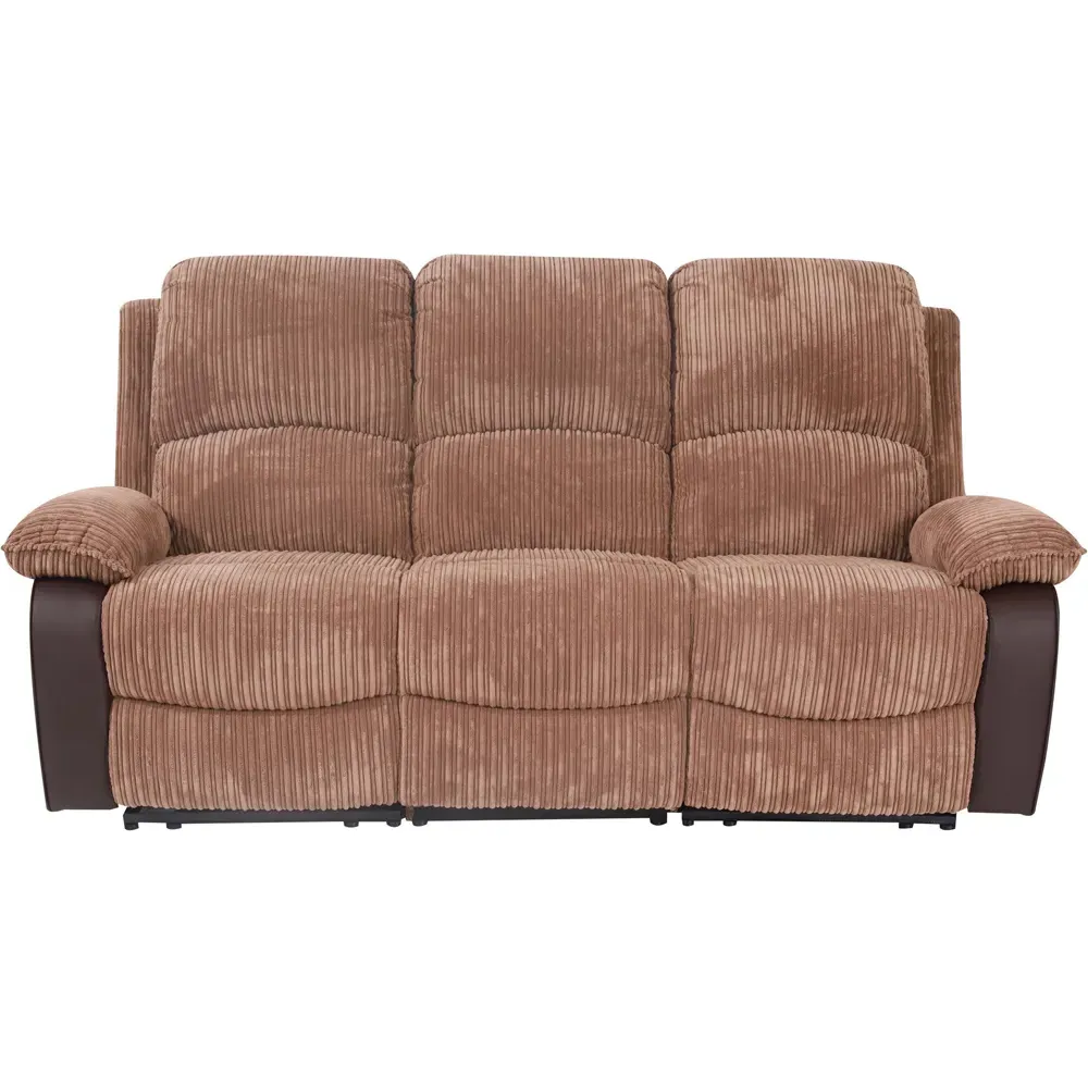 Brooklyn 3-Seater Recliner Sofa - Brown, Jumbo Cord
