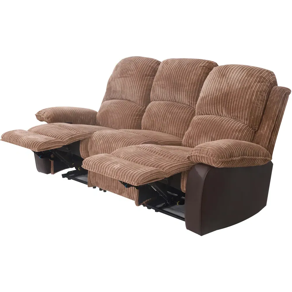 Brooklyn 3-Seater Recliner Sofa - Brown, Jumbo Cord