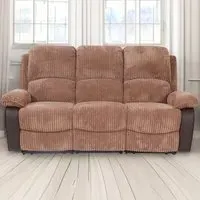 Brooklyn 3-Seater Recliner Sofa - Brown, Jumbo Cord