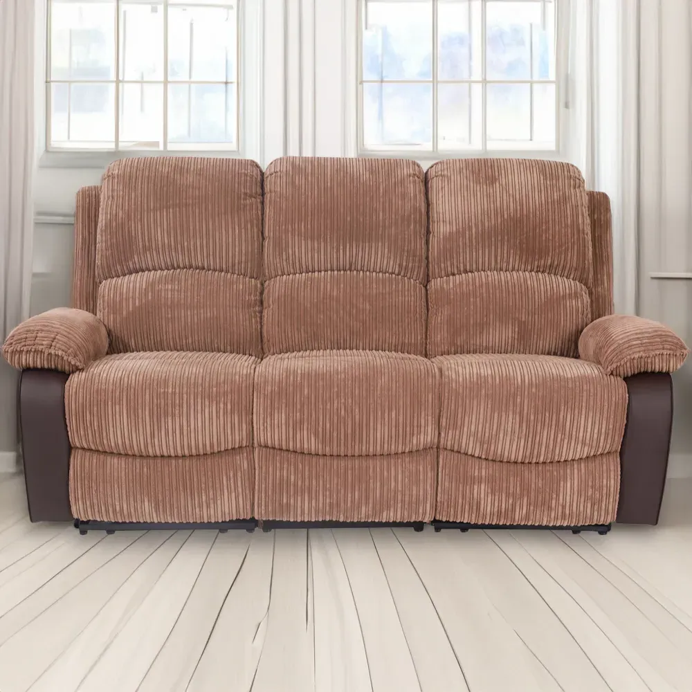 Brooklyn 3-Seater Recliner Sofa - Brown, Jumbo Cord image
