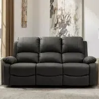 Brooklyn 3-Seater Recliner Sofa - Dark Grey, Linen