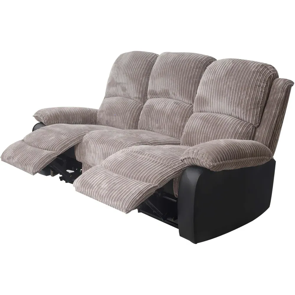 Brooklyn 3-Seater Recliner Sofa - Grey, Jumbo Cord