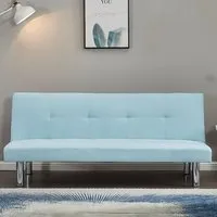 Brooklyn 3-Seater Sofa Bed - Blue, Faux Suede