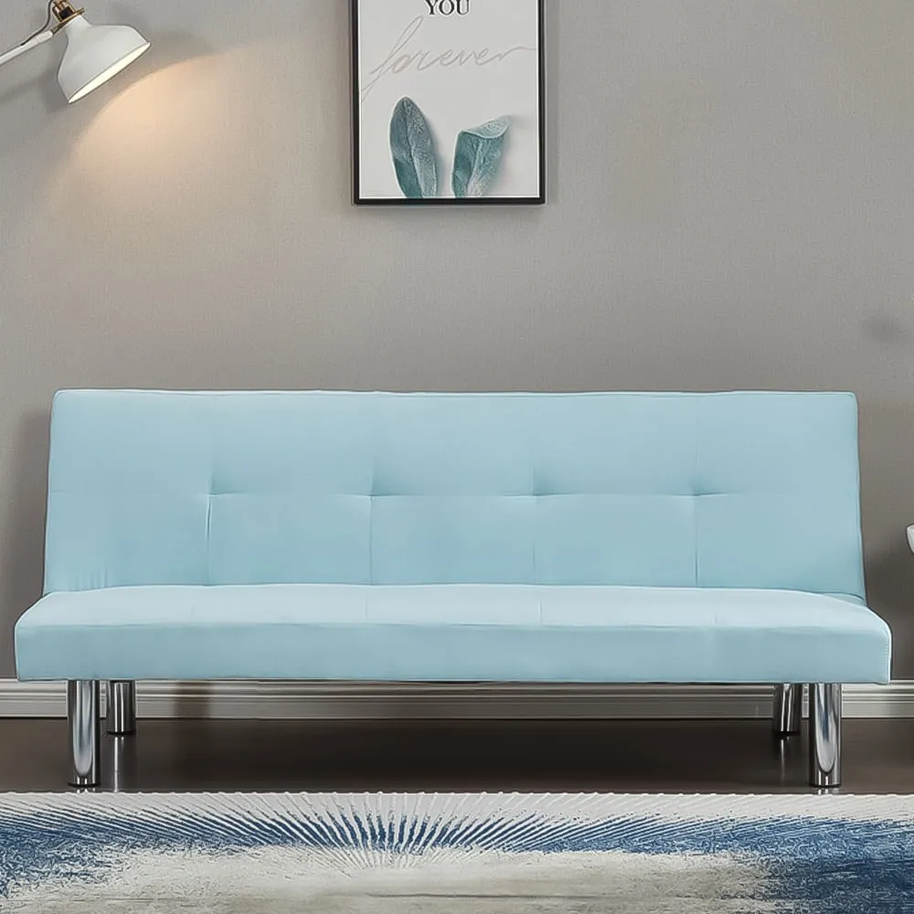 Brooklyn 3-Seater Sofa Bed - Blue, Faux Suede